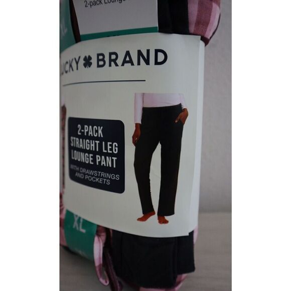 Lucky Brand Women's Sz XL Black/Pink Plaid Straight Leg Lounge Pants, 2-Pack - Picture 8 of 11